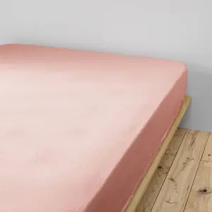 DOCK AVENUE Drap housse Gaze de Coton 90x190 GAIA matelas épais Rose Pêche pas cher
