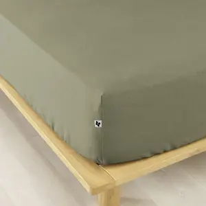 DOCK AVENUE Drap Housse Flanelle 100% Coton 180 x 200 cm Candice pour Matelas épais Coloris Vert Romarin pas cher