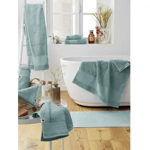 L'EFFET PAPILLON Maxi drap de bain garance coton bio 600 g/m² 90x150 Bleu Glacier pas cher