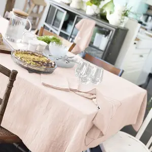 L'Effet Papillon - Nappe rectangle Gaïa Guimauve rose clair 150x250 cm pas cher