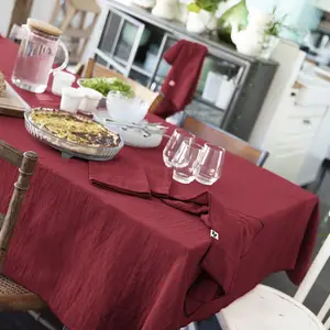 L'Effet Papillon - Nappe rectangle Gaïa Lie de vin bordeaux 150x250 cm pas cher