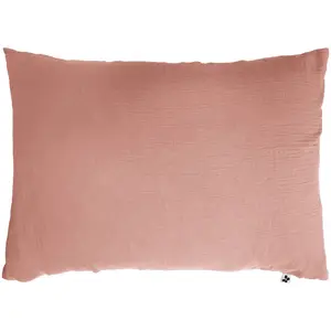L'EFFET PAPILLON DOCK AVENUE Taie d'oreiller Gaze de Coton 60 x 60 cm Gaia Coloris Rose pêche pas cher