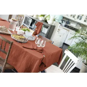 L'effet papillon Nappe Rectangle 150x250 cm Gaze de Coton Terracotta