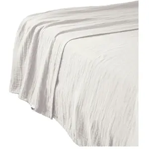 Drap plat 270 x 300 cm gaze de coton unie gaia coloris blanc chantilly