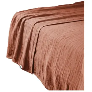 Drap Plat 270x300 Cm Gaze De Coton Unie Gaia Rouge Terracotta