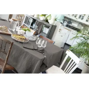 L'effet papillon Nappe Rectangle 150x350 cm Gaze de Coton Granit pas cher
