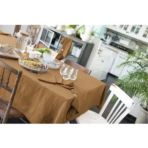 L'effet papillon Nappe Rectangle 150x350 cm Gaze de Coton Camel