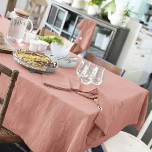 L'Effet Papillon - Nappe rectangle Gaïa Rose pêche rose 150x350 cm pas cher
