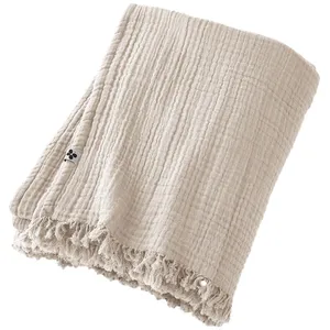 L'EFFET PAPILLON Plaid Gaze de Coton 130 x 160 cm Pampa