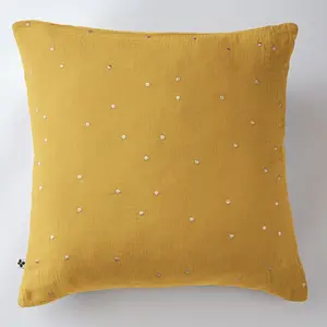 Taie d'oreiller 50x70 cm Gaze de Coton à Pois brodés Safran pas cher