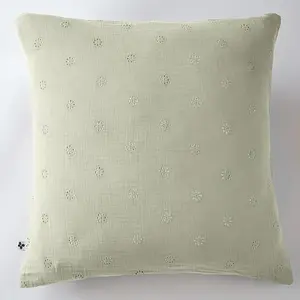 Taie D'oreiller 60x60 Cm Gaze De Coton Gaïa À Fleurs Vert D'eau pas cher