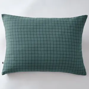 Taie d'oreiller 50x70 cm Gaze de Coton à Petits Carreaux Canard pas cher