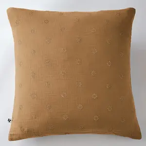 Taie D'oreiller 60x60 Cm Gaze De Coton Gaïa À Fleurs Camel pas cher