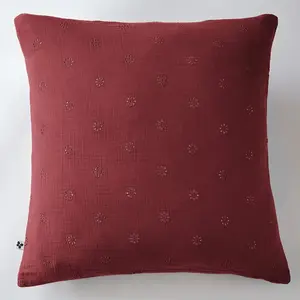Taie D'oreiller 60x60 Cm Gaze De Coton Gaïa À Fleurs Lie De Vin pas cher
