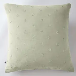 Taie d'oreiller 50x70 cm Gaze de Coton à Fleurs Vert d'eau pas cher