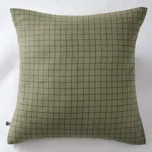 Taie D'oreiller 60x60 Cm Gaze De Coton Gaïa À Petits Carreaux Romarin pas cher