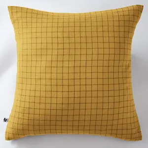 Taie d'oreiller 50x70 cm Gaze de Coton à Petits Carreaux Safran pas cher