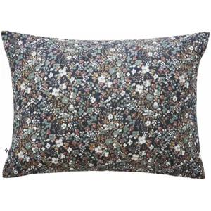 L'EFFET PAPILLON Taie d'oreiller gaze de coton imprimé floral bleu marine 50x70