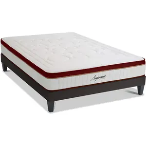 Maison Aubertin Ensemble Matelas Mémoire de forme h24cm et Sommier en kit gris 160x200