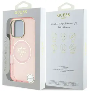 Étui Guess IML Metal Mountain Logo MagSafe pour iPhone 16 Pro Max rose... pas cher