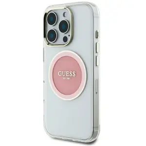 Étui Guess IML Metal Colored Circle Classic Logo MagSafe pour iPhone 1... pas cher