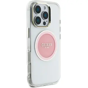 Étui Guess IML Metal Colored Circle Classic Logo MagSafe pour iPhone 1... pas cher