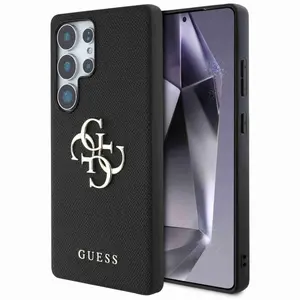 Guess Coque 4G Metal Logo Saffiano Samsung Galaxy S25 Ultra - Noir pas cher