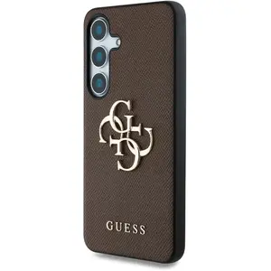 Guess Coque 4G Metal Logo Saffiano Samsung Galaxy S25 - Marron pas cher