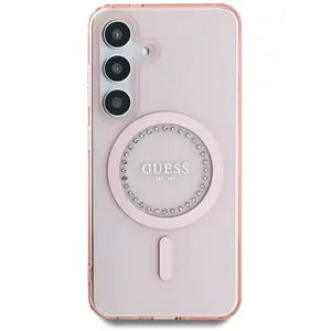 Guess Coque MagSafe IML avec strass Samsung Galaxy S25 - Rose pas cher