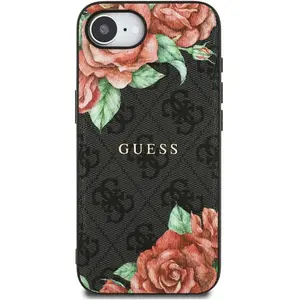 CG MOBILE Guess 4G Flowers Print Coque de protection compatible avec MagSafe pour iPhone 16e (noir)