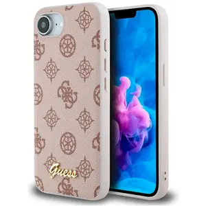 Comparateur de prix : Guess Coque MagSafe pour iPhone 16e Imprimé Peony Script Logo en relief Marron clair