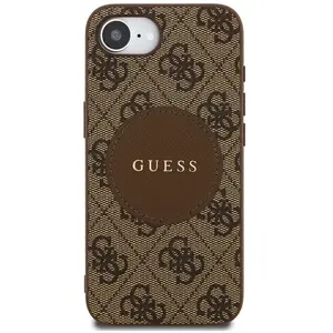 Coque Guess 4G Circle Classic Logo MagSafe pour iPhone 16e (marron) pas cher