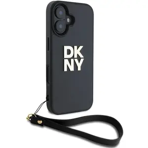 Comparateur de prix : DKNY Coque pour iPhone 16 avec Logo Métallisé et Sangle de Poignet Noir