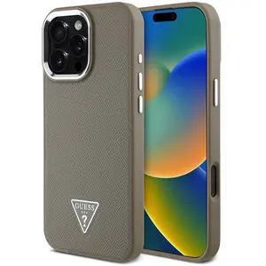 Comparateur de prix : Guess Coque De Téléphone Pu Grained Triangle Logo Iphone 16 Pro Max
