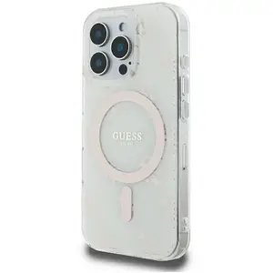 GUESS Coque pour iPhone 16 Pro - IML 4G Fond MagSafe (GUHMP16LH4DTEH) - Blanc pas cher