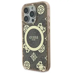 Comparateur de prix : Guess Coque Arrière pour iPhone 16 Pro Max à Motif Pivoine 4G MagSafe Marron