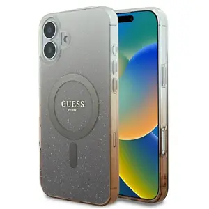 Guess Coque pour iPhone 16 - IML Glitter Glitter Gradient MagSafe (GUHMP16SHGRCELW) - Marron pas cher