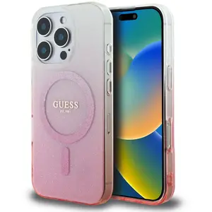 Guess Coque MagSafe IML Glitter Gradient iPhone 16 Pro Max - Pink pas cher