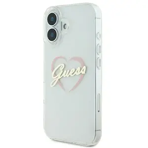 Guess Coque pour iPhone 16 - Hardcase IML Heart (GUHCP16SHCHGSPT) - Transparente pas cher