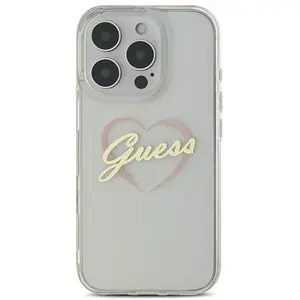 Guess Coque pour iPhone 16 Pro - Hardcase IML Heart (GUHCP16LHCHGSPT) - Transparente pas cher