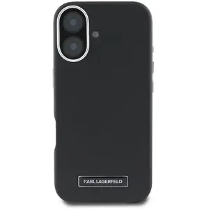 Karl Lagerfeld Coque iPhone 16 - Cuir MagSafe (KLHMP16SPGMSRPK) - Plaque Métallique FW pas cher