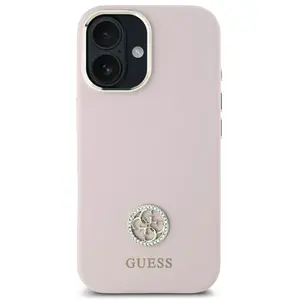 Étui Guess pour iPhone 16 6.1 rose étui rigide Silicone Logo Strass 4G - Neuf pas cher
