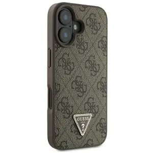 Comparateur de prix : GUESS Coque pour iPhone 16 Edition 4G Strass Triangle Métallisé avec Bandoulière Marron