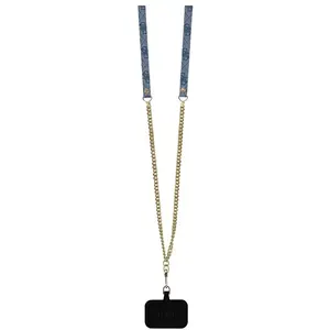 Guess Coque pour iPhone 16 - Leather Metal Logo Metal Logo Strass Bandoulière (GUHCP16SP4TDSCPB) - Bleu pas cher