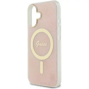 Guess Coque pour iPhone 16 - IML 4G MagSafe (GUHMP16SH4STP) - Rose pas cher