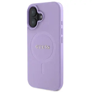 Coque pour iPhone 16 - Guess Saffiano MagSafe (GUHMP16SPSAHMCU) - Violet pas cher
