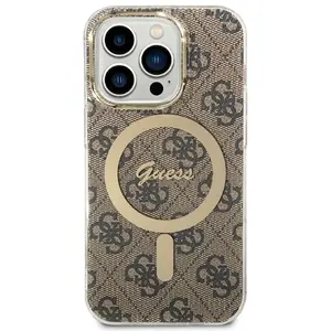 Comparateur de prix : Guess Bundle Pack MagSafe 4G Coque iPhone 14 Pro + MagSafe Chargeur, Marron/Or