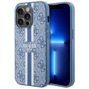 Comparateur de prix : Guess GUHMP14LP4RPSB Coque Rigide pour iPhone 14 Pro 6,1" Bleu à Rayures imprimées 4G