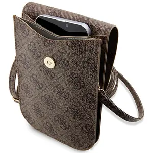 Comparateur de prix : CG MOBILE Guess 4G PU avec imprimé rayures sac portefeuille téléphone portable marron
