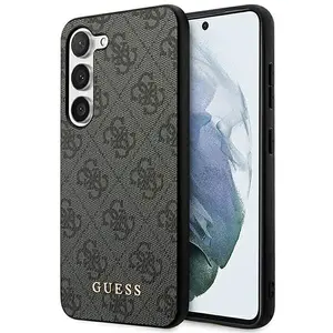Guess GUHCS23SG4GFGR Coque pour Samsung S23 S911 Gris 4G Métal Doré pas cher